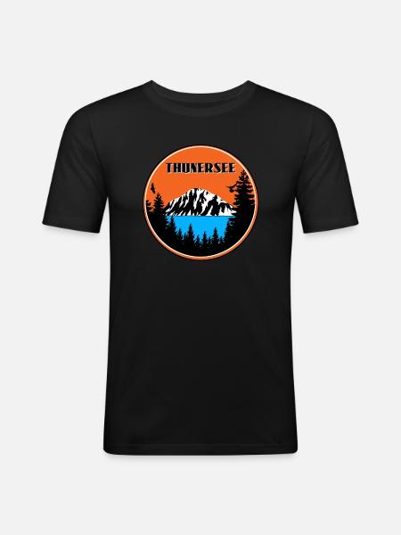 Thunersee - Männer Slim Fit T-Shirt - Schwarz