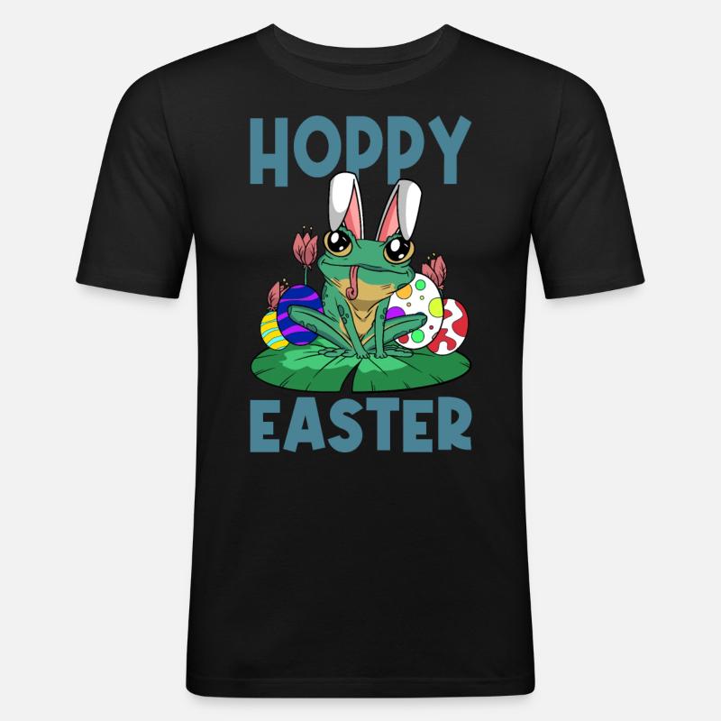 Hoppy Easter Sweet Easter Frog Easter Bunny Easter Egg - Men's Slim Fit T-Shirt - black