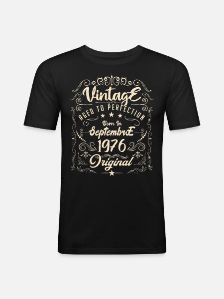 Född i september 1976. Jubileum september 1976. - Slim Fit T-shirt herr - svart