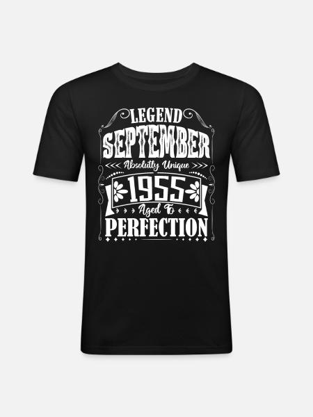 September 1955. September Birthday Gift. - Men's Slim Fit T-Shirt - black
