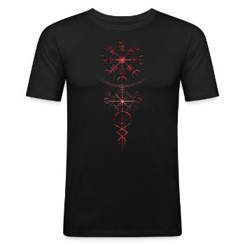 Aegishjalmur Norse runic necklace - Men's Slim Fit T-Shirt - black - Front - Nik (191cm)