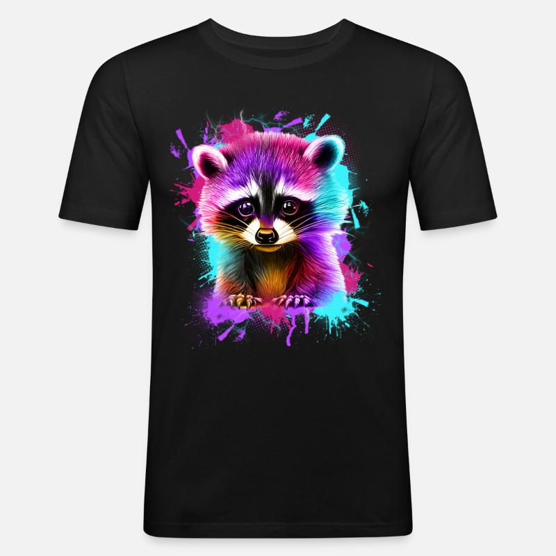 Waschbär - Männer Slim Fit T-Shirt - Schwarz