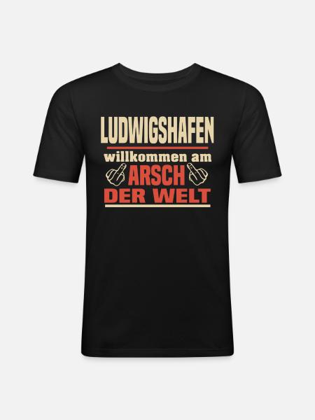 ludwigshafen - Männer Slim Fit T-Shirt - Schwarz