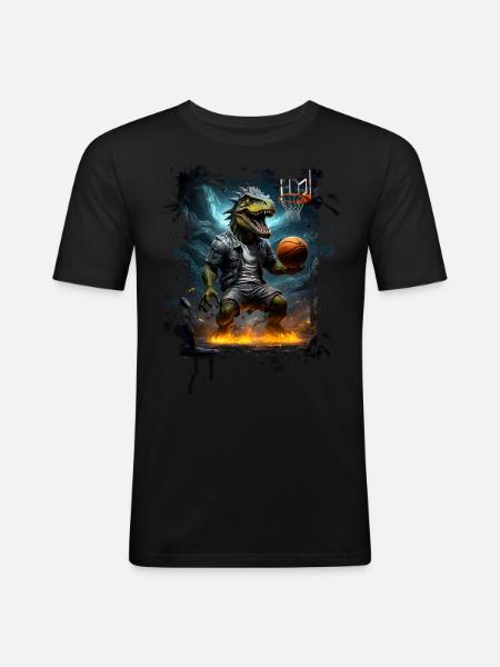 Basketball T Rex - Men's Slim Fit T-Shirt - black