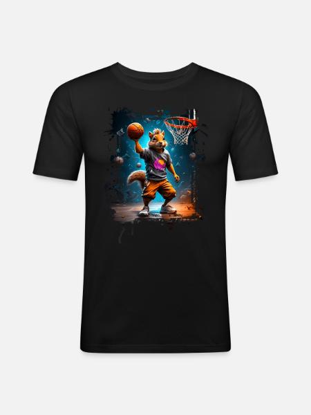 Squirrel Basketball Basketball Player - Men's Slim Fit T-Shirt - black