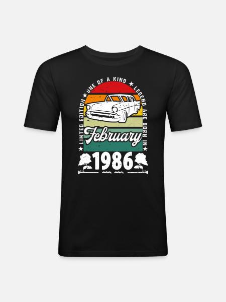 Urodziny luty 1986, rocznik luty 1986. - Obcisła koszulka męska - czarny