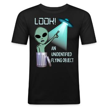 Watch UFO - Men's Slim Fit T-Shirt - black - Front - Nik (191cm)