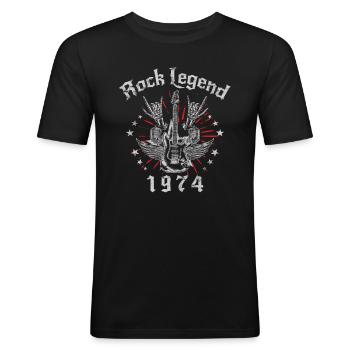 1974 Geburtstag Rock Legends Gitarre - Männer Slim Fit T-Shirt - Schwarz - Vorne - Nik (191cm)