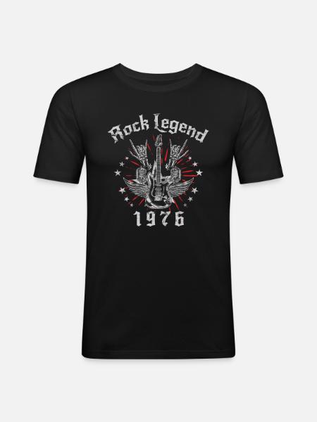 1976 Birthday Rock Legends Guitar - Men's Slim Fit T-Shirt - black