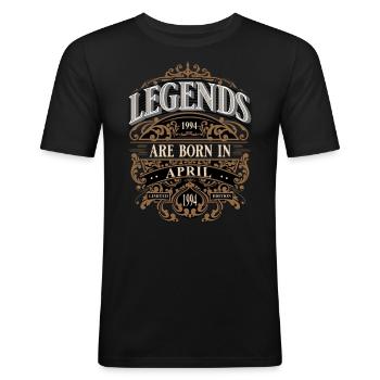 1994 April Born Birthday Year of Birth - Men's Slim Fit T-Shirt - black - Front - Nik (191cm)