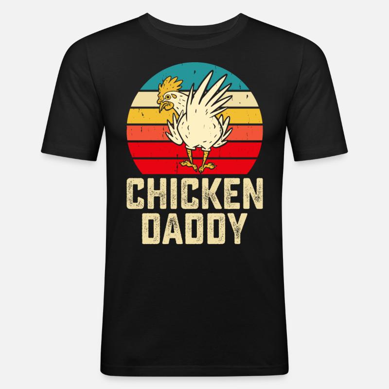 Chicken Daddy - Männer Slim Fit T-Shirt - Schwarz