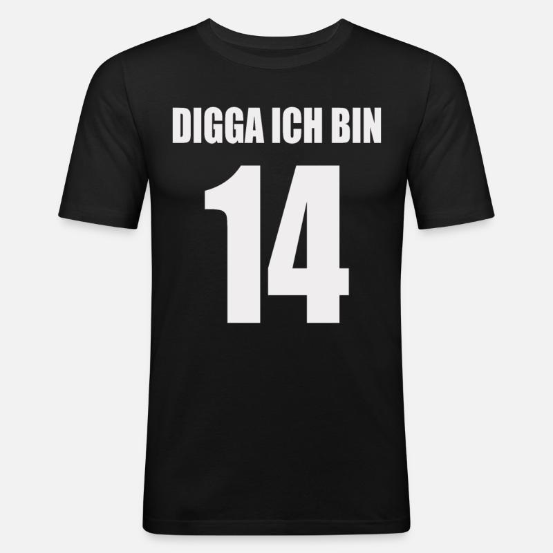 Digga ich bin 14 - Männer Slim Fit T-Shirt - Schwarz