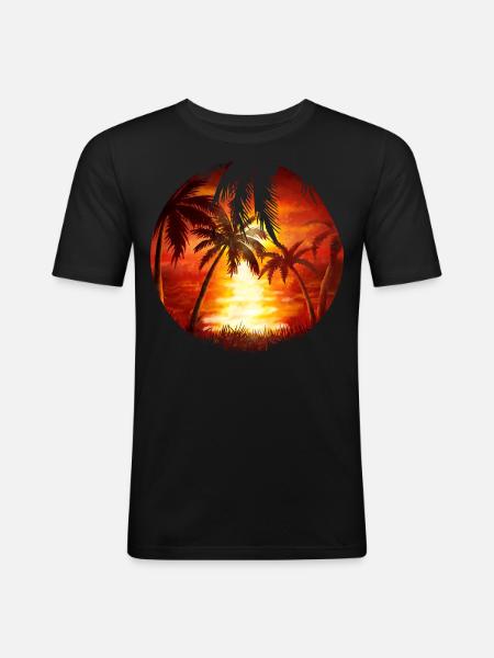 Palm Beach Sunset - Men's Slim Fit T-Shirt - black