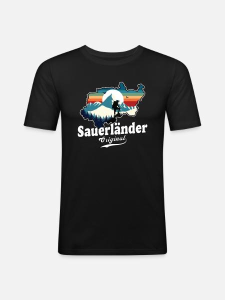 Sauerländer Original Retro Sunset - Men's Slim Fit T-Shirt - black