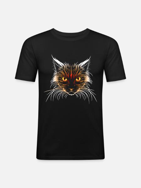 Cat's head orange - Men's Slim Fit T-Shirt - black
