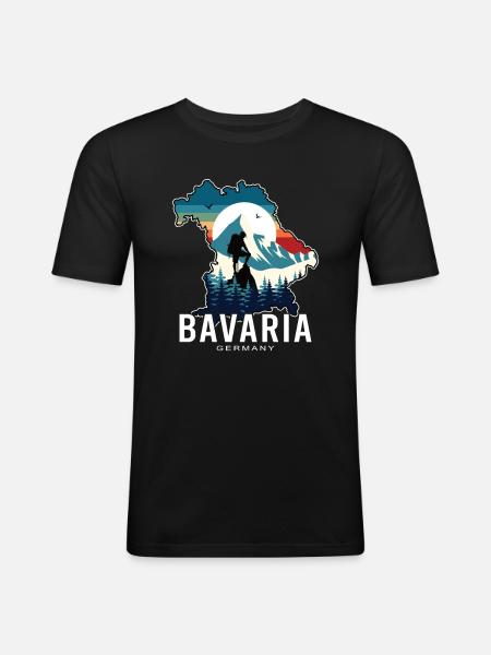 Bavaria Retro Sunrise Landscape - Men's Slim Fit T-Shirt - black