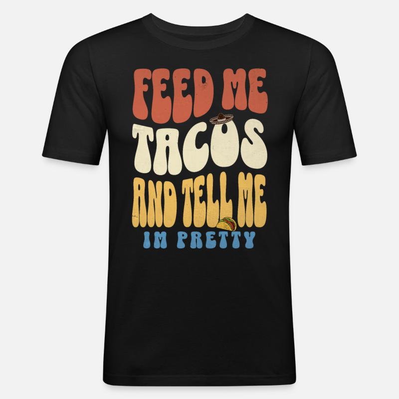 Tacos - Männer Slim Fit T-Shirt - Schwarz