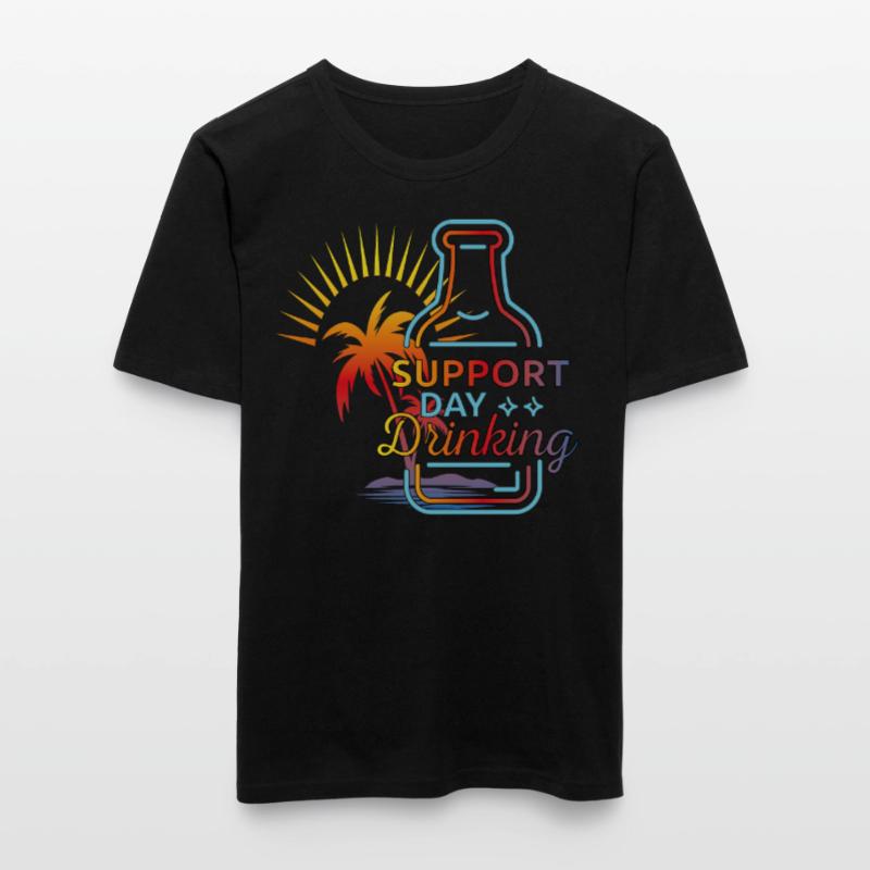 Support Day Drinking. Celebrations, refreshment, palm trees, Men's Slim Fit T-Shirt