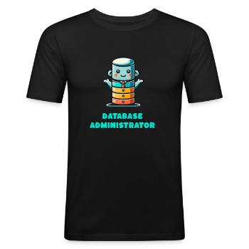 base de données administrer profession emploi carrière - T-shirt près du corps Homme - noir - Devant - Nik (191cm)