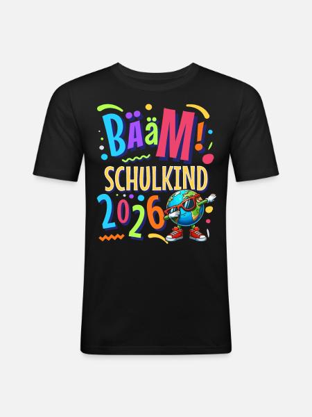 Bääm Schulkind 2026 - Männer Slim Fit T-Shirt - Schwarz