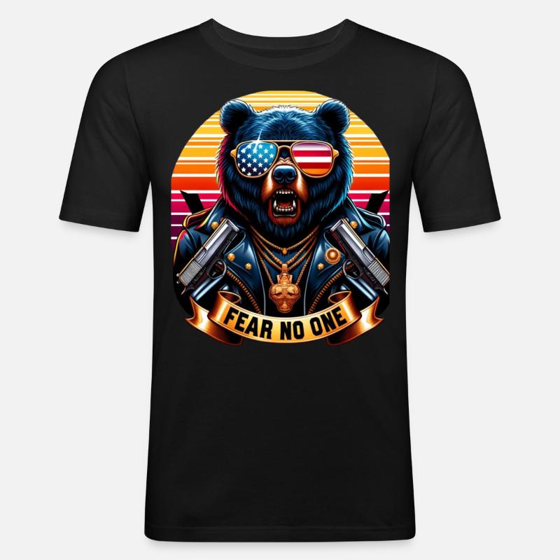 Fear No One Bear - Männer Slim Fit T-Shirt - Schwarz