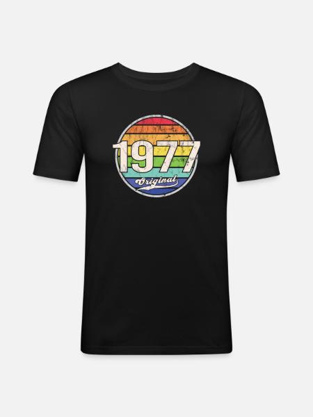 1977 Anniversaire Année Original - T-shirt près du corps Homme - noir
