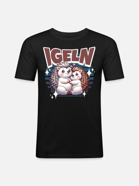 Igel Kuscheln Igeln - Männer Slim Fit T-Shirt - Schwarz