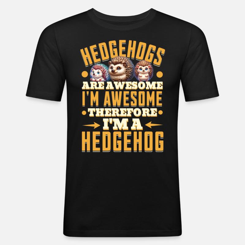 Igel - Männer Slim Fit T-Shirt - Schwarz