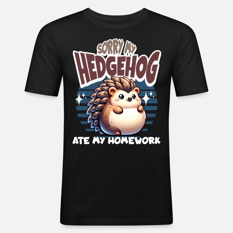 École de devoirs de hérisson - T-shirt près du corps Homme - noir