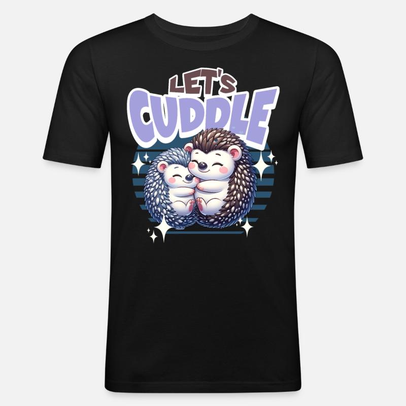 Igel Lets Cuddle - Männer Slim Fit T-Shirt - Schwarz