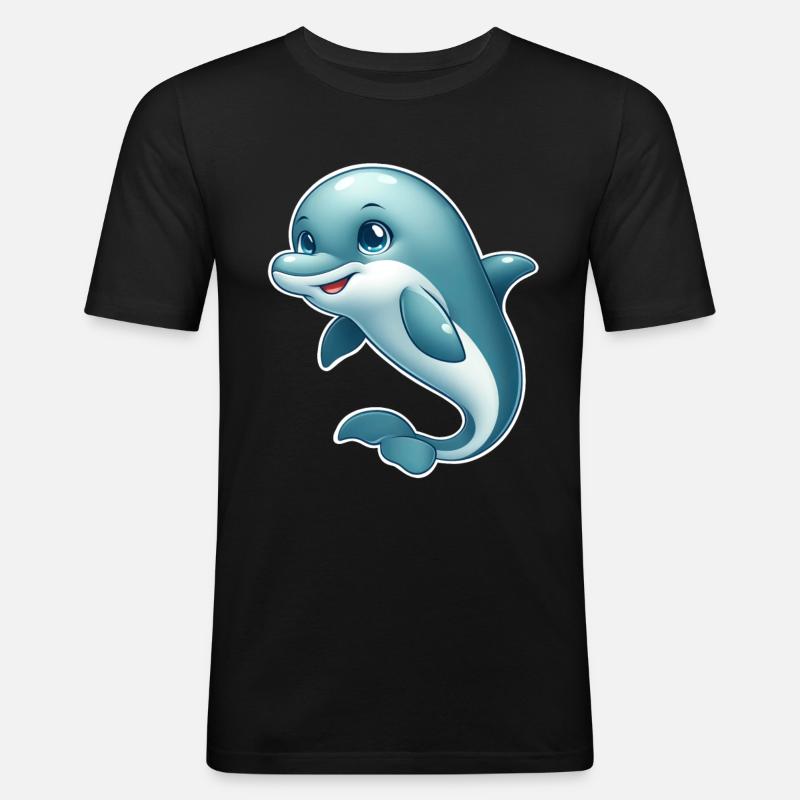 Delfin - Männer Slim Fit T-Shirt - Schwarz