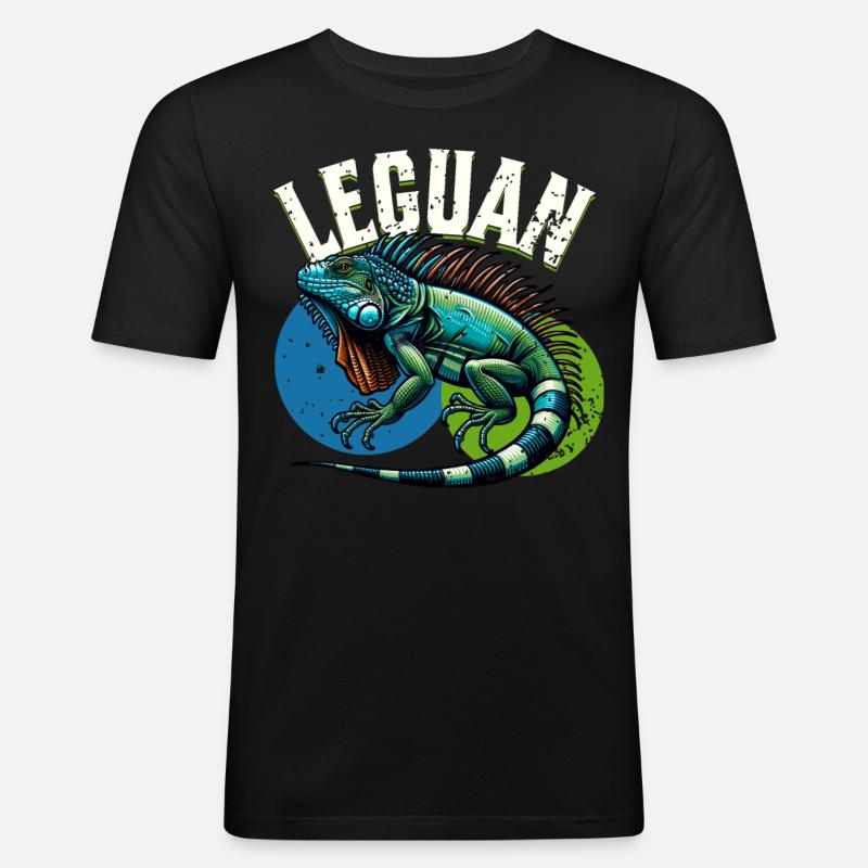 Leguan - Männer Slim Fit T-Shirt - Schwarz