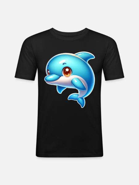 Delfin - Männer Slim Fit T-Shirt - Schwarz