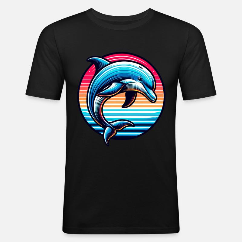 Delfin - Männer Slim Fit T-Shirt - Schwarz