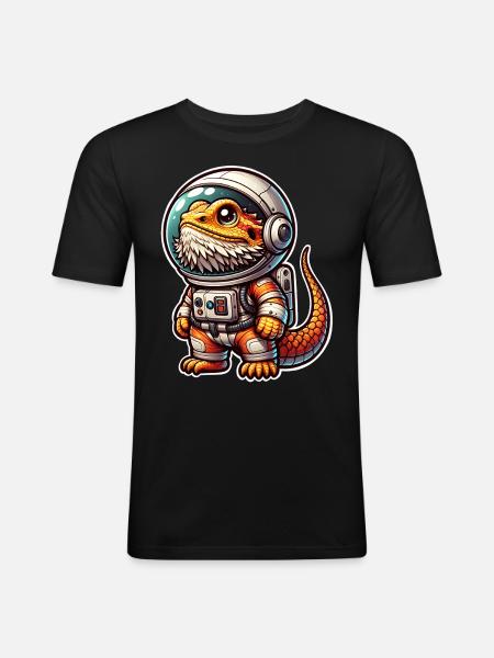 Bearded Dragon Astronaut - Men's Slim Fit T-Shirt - black