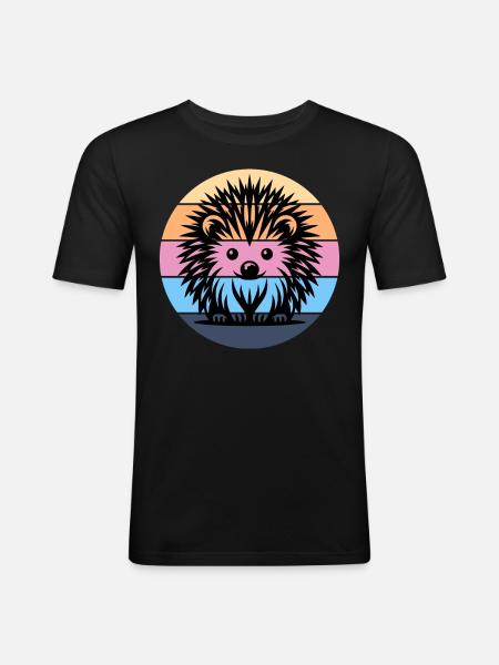 Igel - Männer Slim Fit T-Shirt - Schwarz