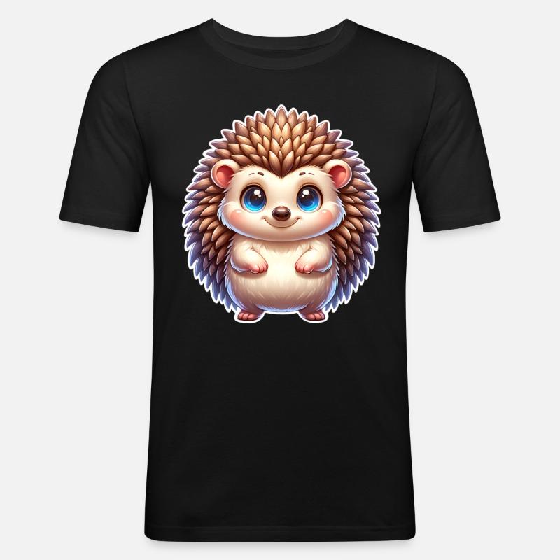 Igel - Männer Slim Fit T-Shirt - Schwarz