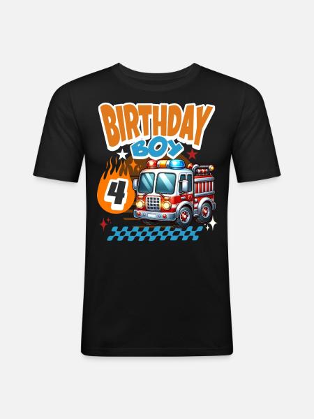 4e anniversaire des pompiers - T-shirt près du corps Homme - noir