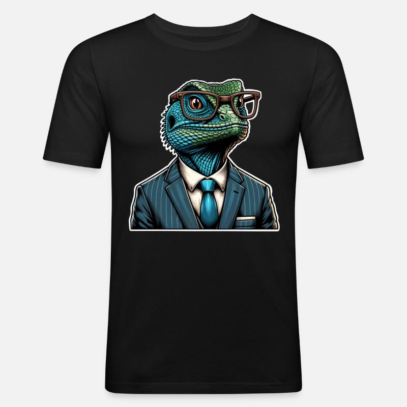 Echsperte Eidechse - Männer Slim Fit T-Shirt - Schwarz