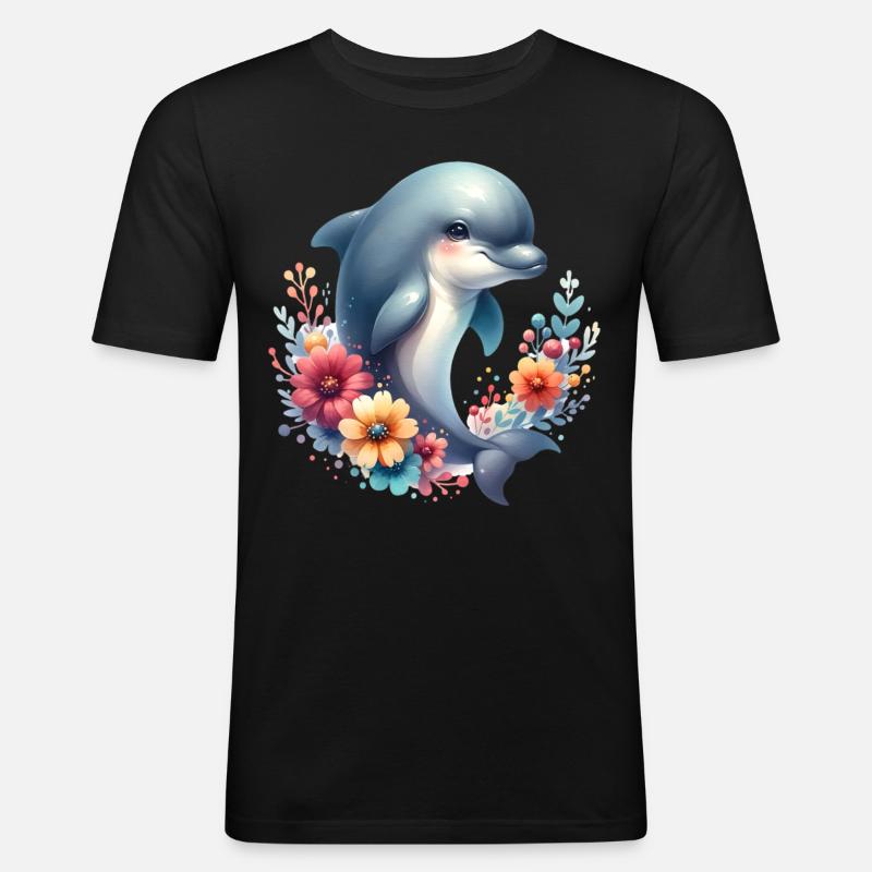 Delfin - Männer Slim Fit T-Shirt - Schwarz
