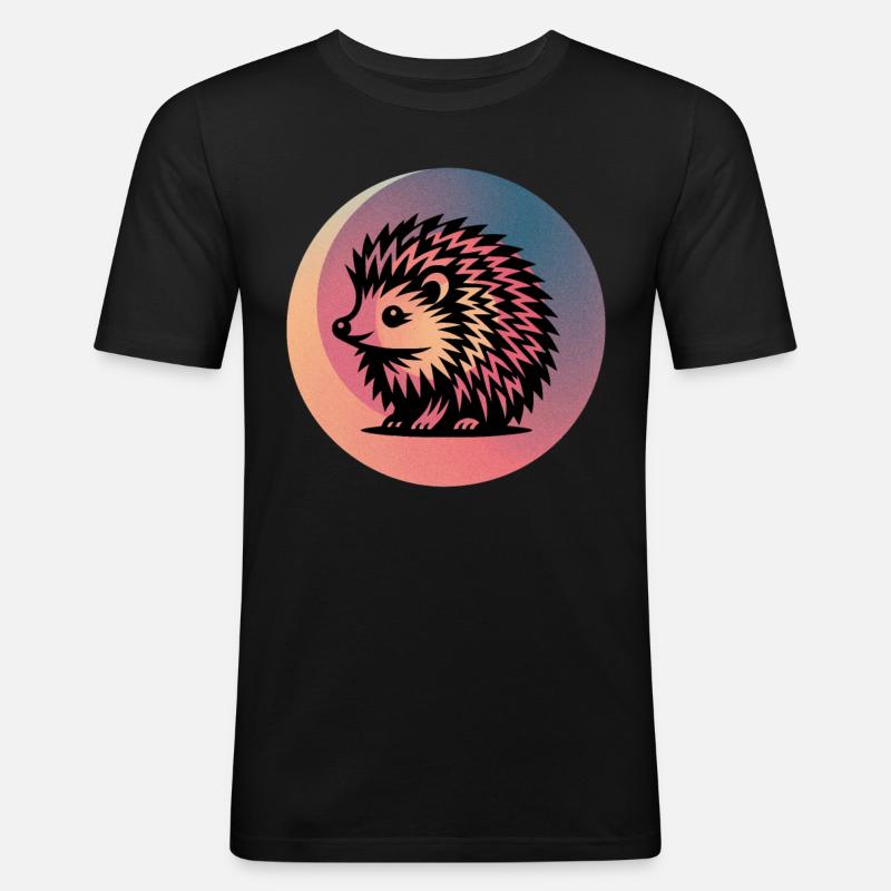 Igel - Männer Slim Fit T-Shirt - Schwarz