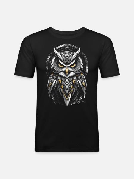 Yellow Owl - Geometric Symbol - Men's Slim Fit T-Shirt - black