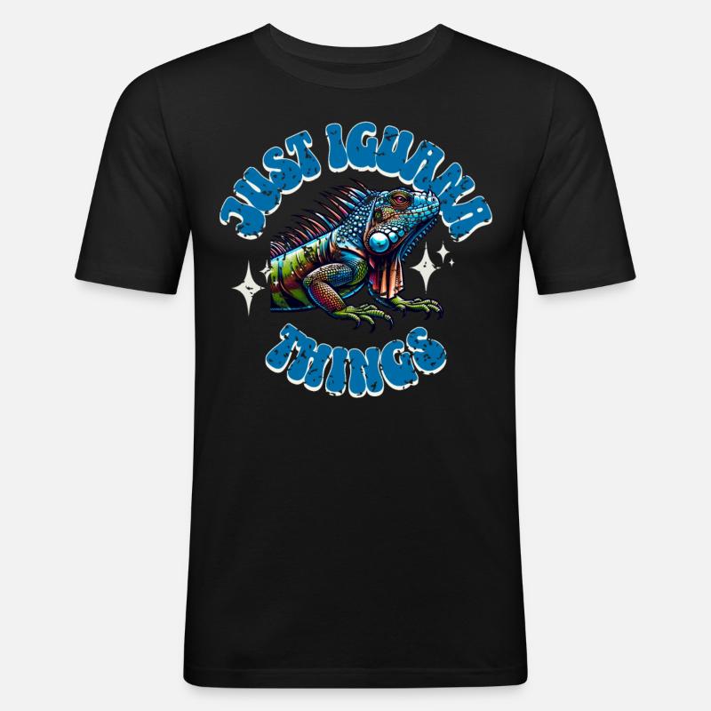 Leguan - Männer Slim Fit T-Shirt - Schwarz