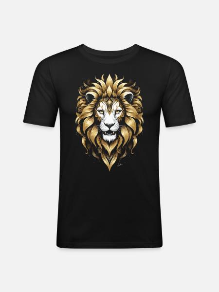 King - Lion Gold - Men's Slim Fit T-Shirt - black