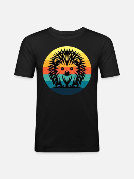 Igel - Männer Slim Fit T-Shirt - Schwarz