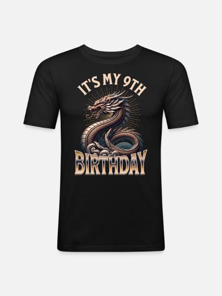 Dragon 9th Birthday Dragon - Men's Slim Fit T-Shirt - black