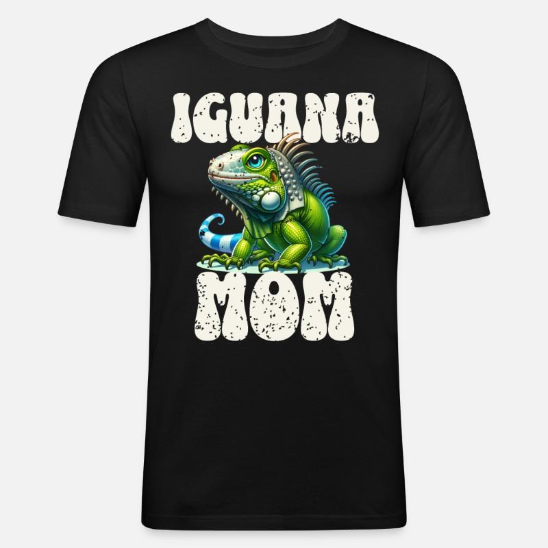 Leguan - Männer Slim Fit T-Shirt - Schwarz