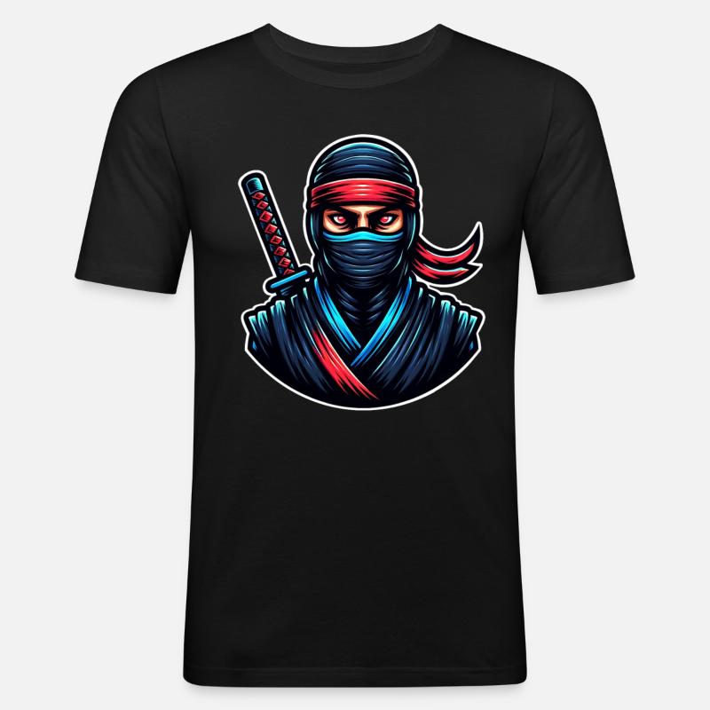 Ninja - Männer Slim Fit T-Shirt - Schwarz