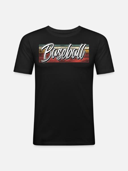 Baseball - Männer Slim Fit T-Shirt - Schwarz