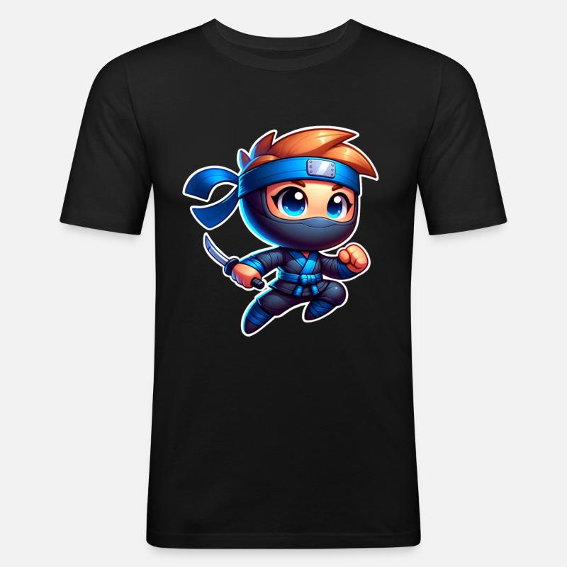 Ninja - Männer Slim Fit T-Shirt - Schwarz